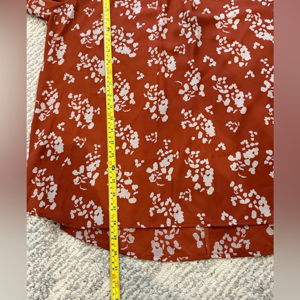 Tua Plus 3XL Rust Floral Blouse Scoop Neck Flowy Boho Plus Size Top - Picture 12 of 14